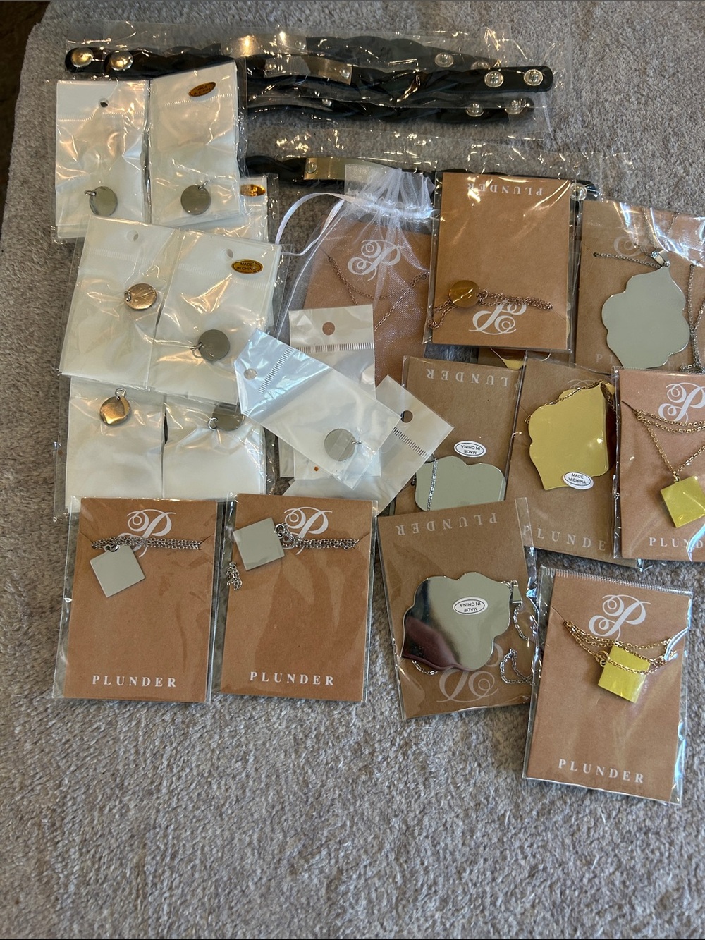 Plunder Mixed Silver and Gold Charm Necklaces and bracelets. Engraveable.